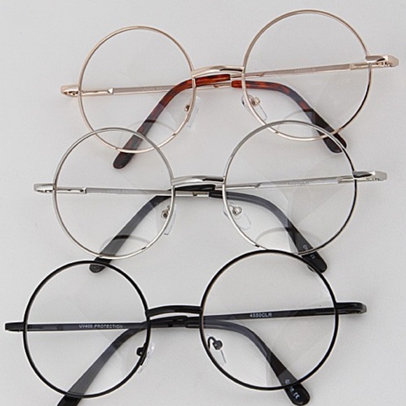 Gold Clear Circle Frame Glasses - Picture 2 of 7